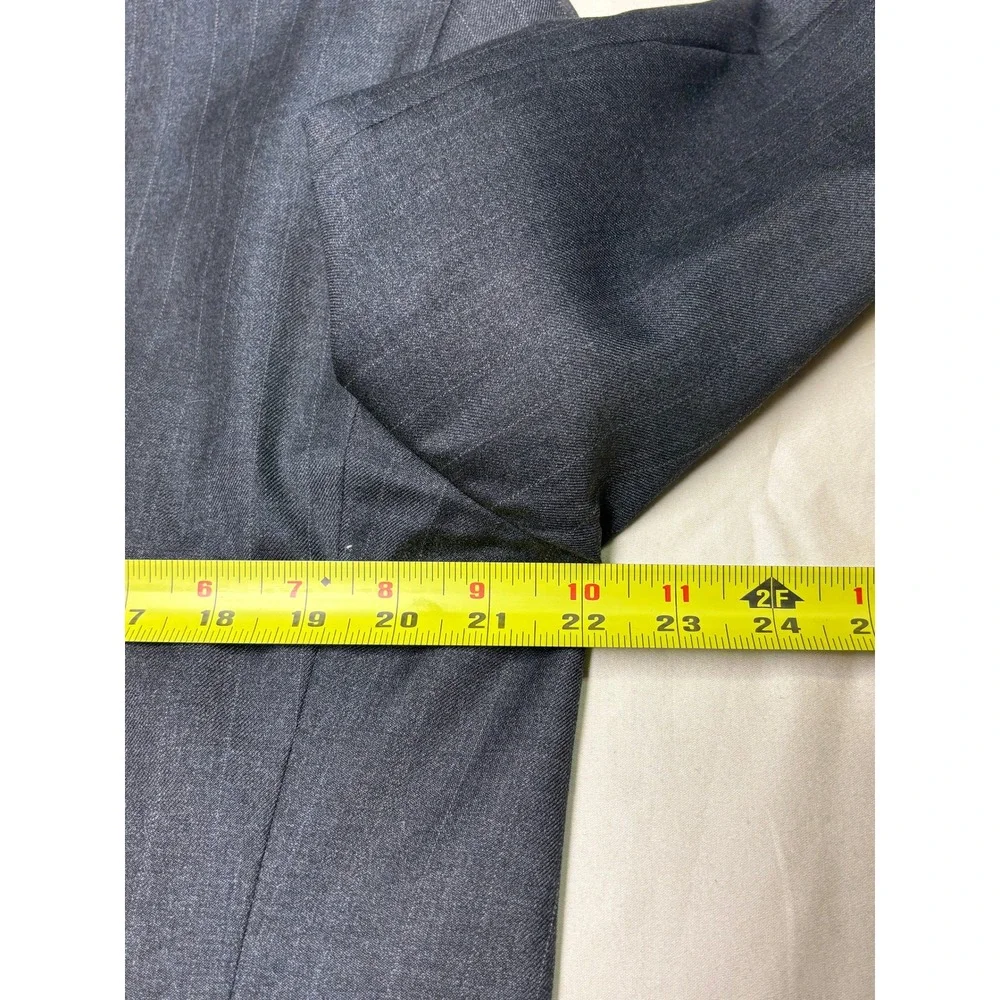J. Press Parker Mens 43R Wool Pinstripe Blazer Jacket Charcoal Grey‎ Made Canada